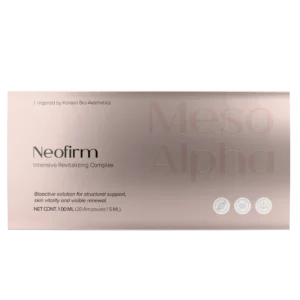 Envase de Neofirm, complejo bioactívo Meso Alpha para firmeza y elasticidad corporal